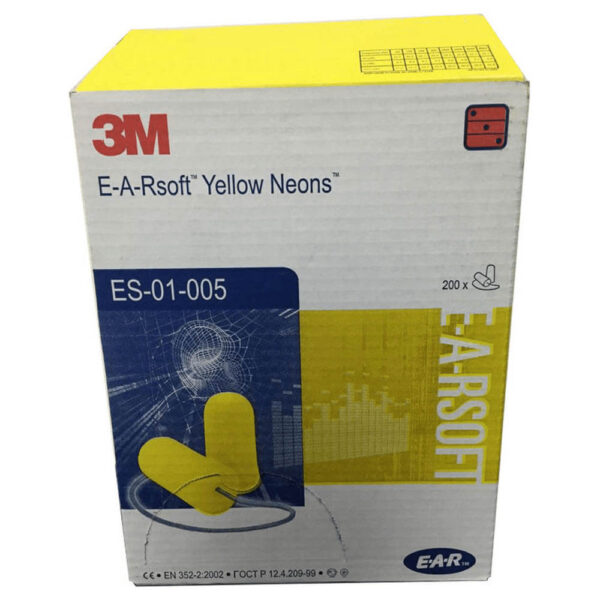 3M E-A-Rsoft ES-01-005 Yellow Neons Corded Earplugs