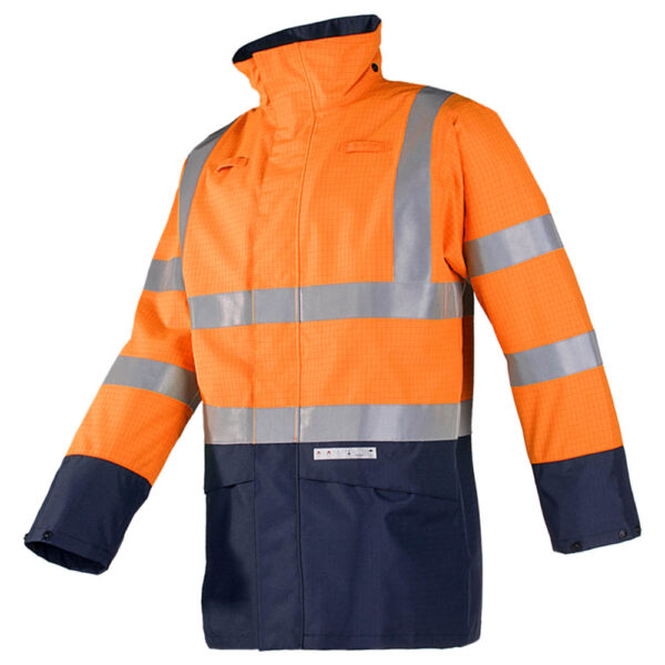 Sioen 7219 Elliston FR AS High Visibility Rain Jacket - Orange