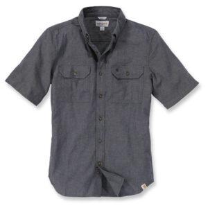 Carhartt S200 Fort Solid Short Sleeved Chambray Shirt - Black Chambray