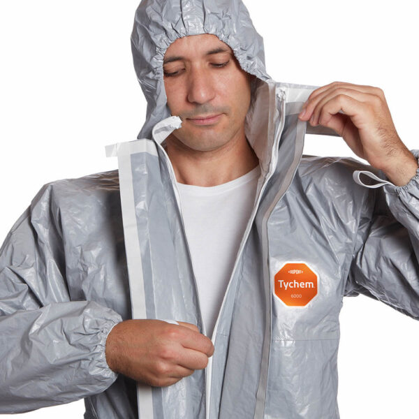 DuPont Tychem 6000 F Grey Hooded Coveralls