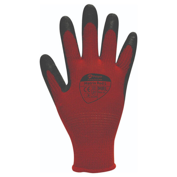 Polyco Matrix Red L Latex Coated Safety Gloves