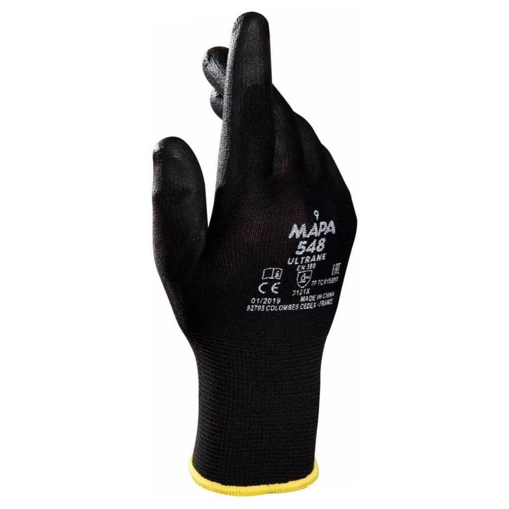 H/DEXT 5 Pair Of Gloves Mapa Professional Ultrane 548 POLY Gloves Black SZ.9 