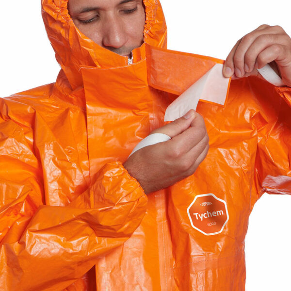 DuPont Tychem 6000 F Orange Hooded Coveralls