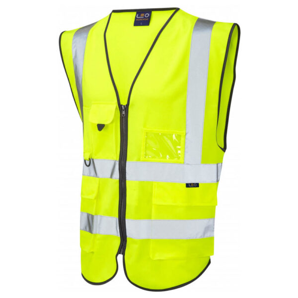 Leo Workwear W11-Y Lynton Superior High Visibility Yellow Waistcoat