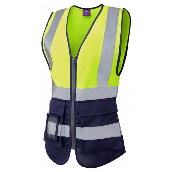 Leo Workwear WL11-Y/NV Lynmouth Class 1 High Visibility Ladies Waistcoat