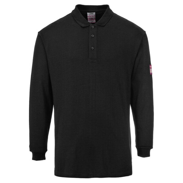 Portwest FR10 FR AS Long Sleeved Black Polo Shirt