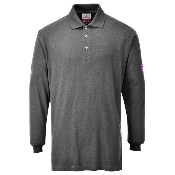 Portwest FR10 FR AS Long Sleeved Grey Polo Shirt