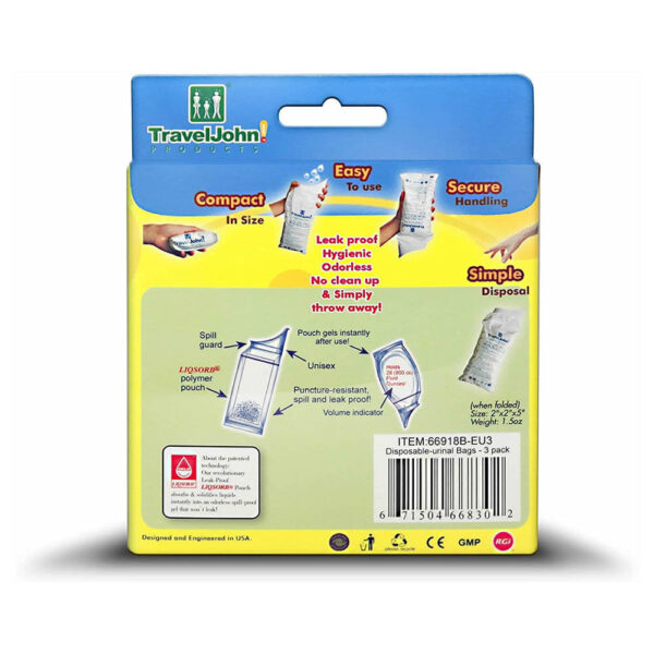 TravelJohn Disposable Urinal Bags - Pack of 3