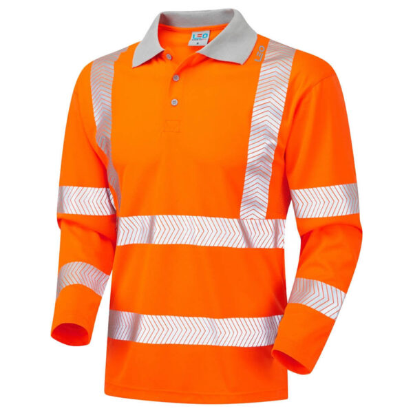 Leo Workwear P08-O Barricane Class 3 Orange Long Sleeved Polo Shirt