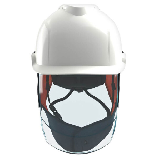 MSA V-Gard 950 Class 2 Non-Vented Protective Cap with Arc Flash Visor and Ear Flaps