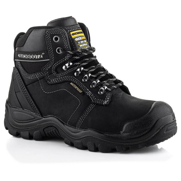 Buckbootz BSH009BK Buckshot Crazy Horse Black Safety Boots